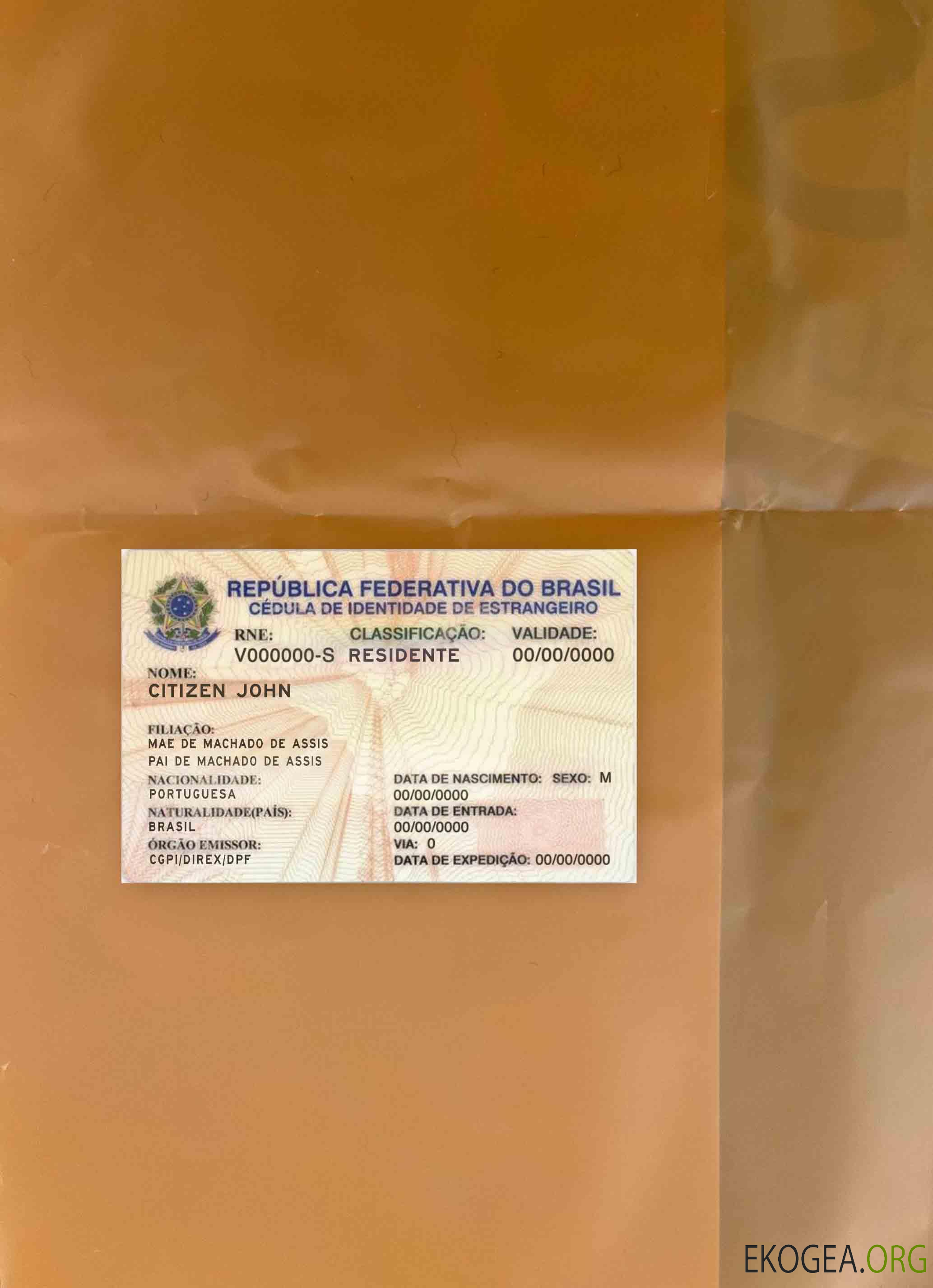 Permis de séjour au Brésil photolook AVANT